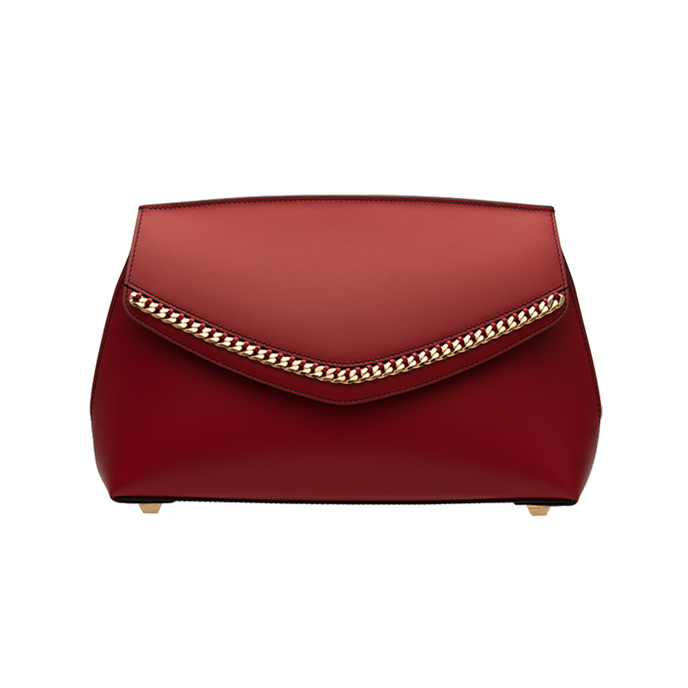 Red clutch discount bag with chain